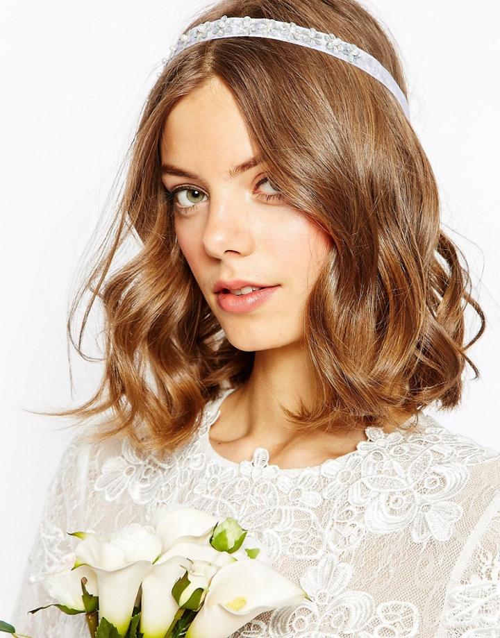 Asos Bridal Flower & Faux Pearl Headband - Cream
