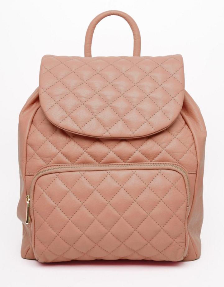Urbancode Leather Quilted Backpack - Blush Pink