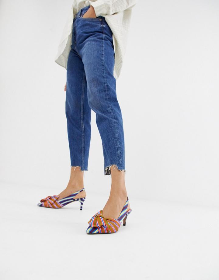 Asos Design Screwball Stripe Mid Heels - Multi