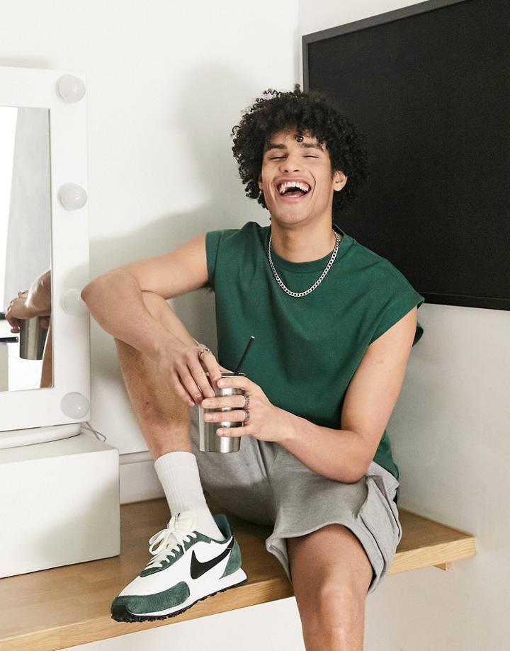 Asos Design Heavyweight Oversized Tank Top In Acid Washed Green - Mgreen