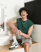 Asos Design Heavyweight Oversized Tank Top In Acid Washed Green - Mgreen