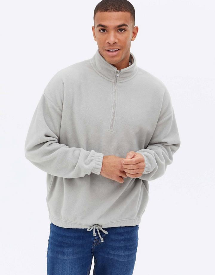 New Look Oversized Funnel Neck Fleece Sweat In Light Green