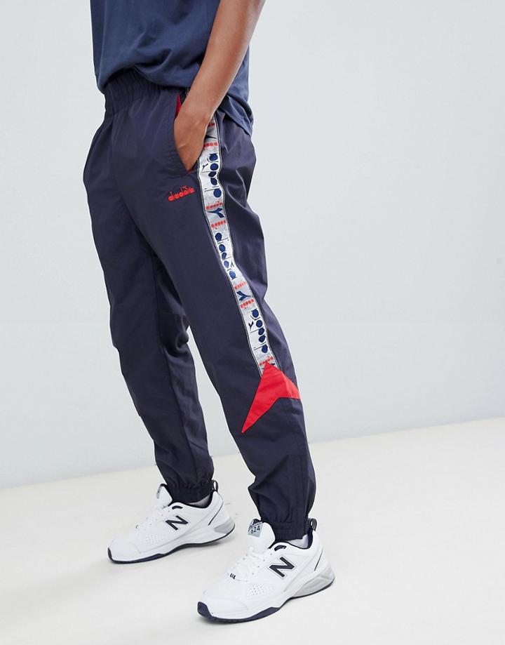 Diadora Pannelled Track Joggers Mvb In Navy - Navy