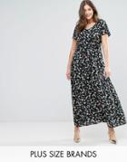 Yumi Plus Maxi Dress In Small Floral Print - Black