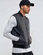 Asos Quilted Vest With Chest Pocket In Black - Black