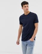 Asos Design Organic T-shirt With Grandad Neck In Navy