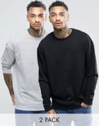 Asos Oversized Sweatshirt 2 Pack Gray Marl/ Black Save 15%