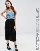 Fashion Union Petite Cameron Pleated Midi Skirt - Black
