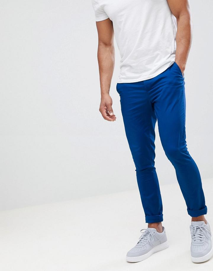 Asos Design Super Skinny Chinos In Royal Blue - Blue