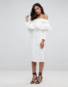 Asos Tailored Pencil Skirt Fold Pleat Detail - White