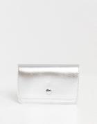 Monki Anais Faux Leather Card Holder Case In Silver