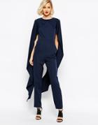 Lavish Alice Cape Detail Jumpsuit - Navy