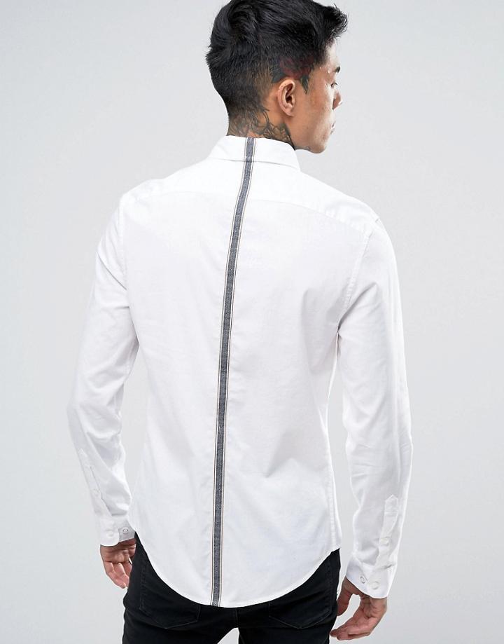 Love Moschino Shirt With Taping In Slim Fit - White