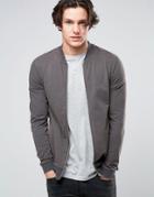 Asos Jersey Muscle Bomber Jacket With Distressing - Black