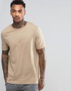 Asos Loungewear Lightweight T-shirt With Panelling In Beige - Beige