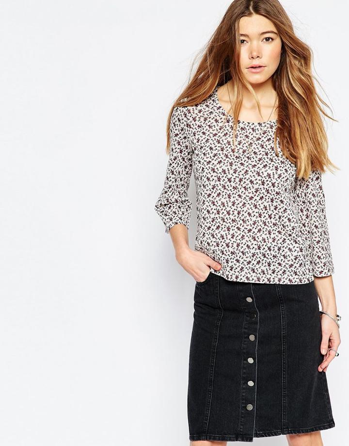 Only Long Sleeve Geo-tribal Print Blouse - Cloud Dancer Aop