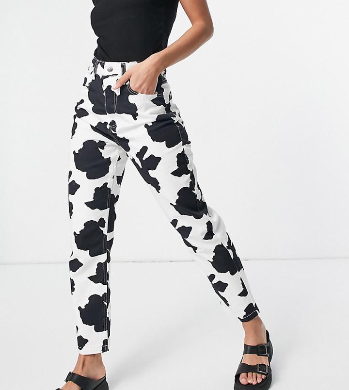 Reclaimed Vintage Inspired The' 91 Original Mom Jeans In Cow Print-multi