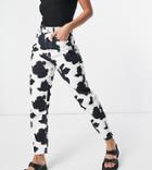 Reclaimed Vintage Inspired The' 91 Original Mom Jeans In Cow Print-multi