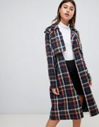 Prettylittlething Oversized Trench In Check - Multi