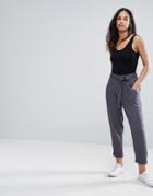 New Look Tie Waist Tapered Pant - Gray