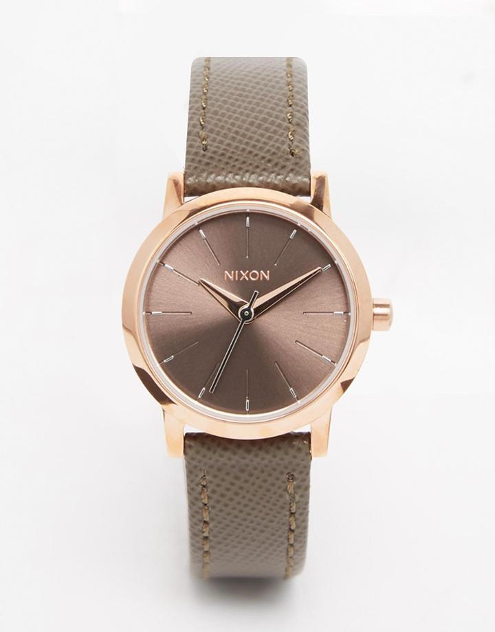 Nixon Tan Leather Kenzi Watch - Gray