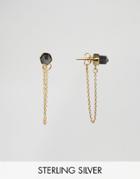 Asos Gold Plated Sterling Silver Rock Chain Earrings - Gold