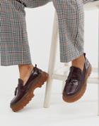 Asos Design Loafers In Burgundy Faux Leather With Gum Sole-red