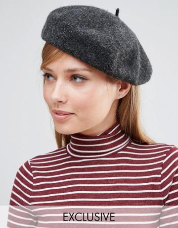 My Accessories Charcoal Beret - Gray