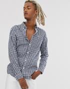 Tommy Jeans Gingham Shirt In Navy With Small Icon Logo