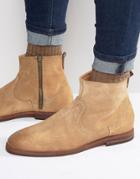 Hudson London Lancing Suede Zip Boots - Tan