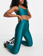 Asos 4505 Performance Leggings In Sheen With Pocket-green