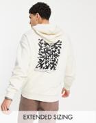 Asos Design Oversized Hoodie In Off White With Abstract Back Print-neutral