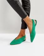 Gestuz Sling Back Suede Shoes - Green