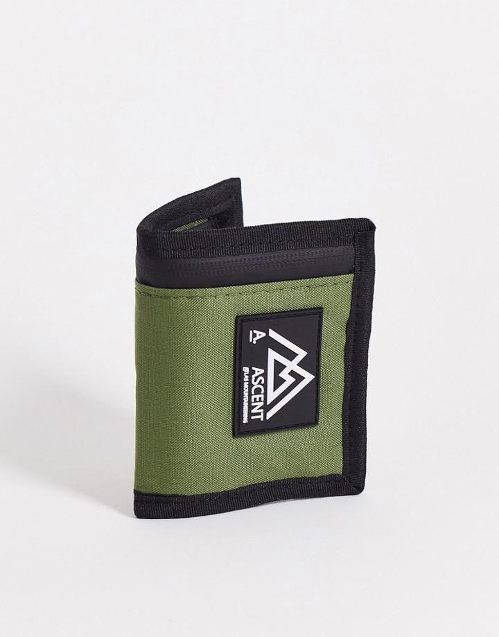 Asos Design Skate Wallet With Badge In Khaki-green