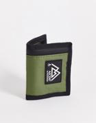 Asos Design Skate Wallet With Badge In Khaki-green