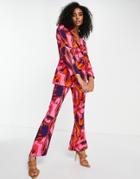 Never Fully Dressed Flared Pants In Pink Foxy Print - Part Of A Set