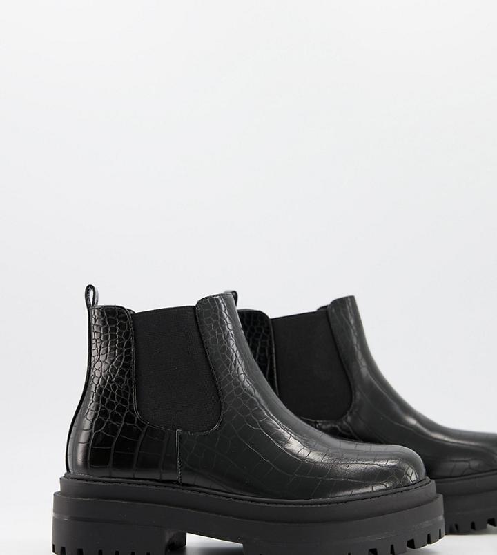 Raid Wide Fit Ronnie Chunky Chelsea Boots In Black