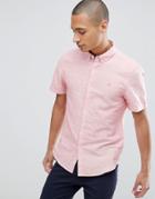 Farah Bresson Slim Fit Slub Short Sleeve Shirt In Red - Red