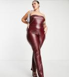 Collusion Plus Pu Bandeau Jumpsuit In Burgundy-red