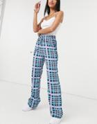 Glamorous Relaxed Pants In Plaid - Part Of A Set-purple