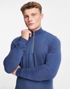 Asos Design Organic Set Organic Half Zip Muscle Sweatshirt In Blue-blues