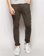 Asos Super Skinny Jeans In Khaki - Forest Night