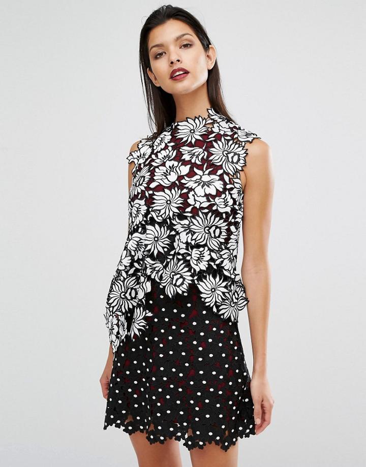 Self Portrait Millie Layered Lace Dress - Black