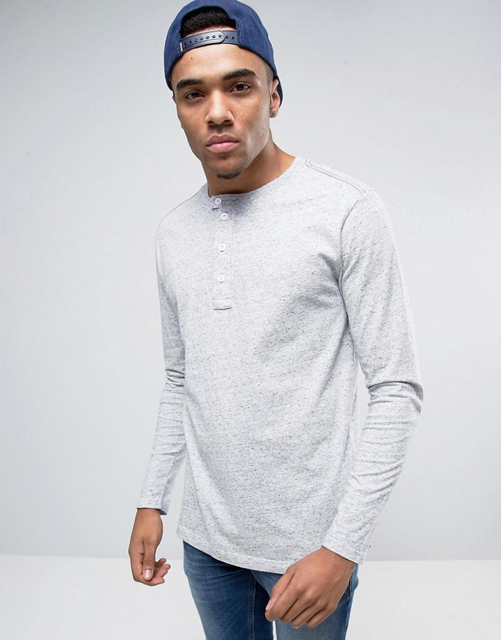 G-star Riban Long Sleeve Top In Grandad Collar - Gray
