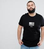 Asos Design Plus Longline T-shirt With Flag Print - Black