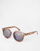 Asos Chunky Round Sunglasses In Tortoiseshell With Rose Brow Bar - Tort