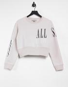 Allsaints Separo Eva Cropped Logo Sweatshirt In Off White