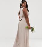 Tfnc Plus Bridesmaid Exclusive Bow Back Maxi In Mink-pink