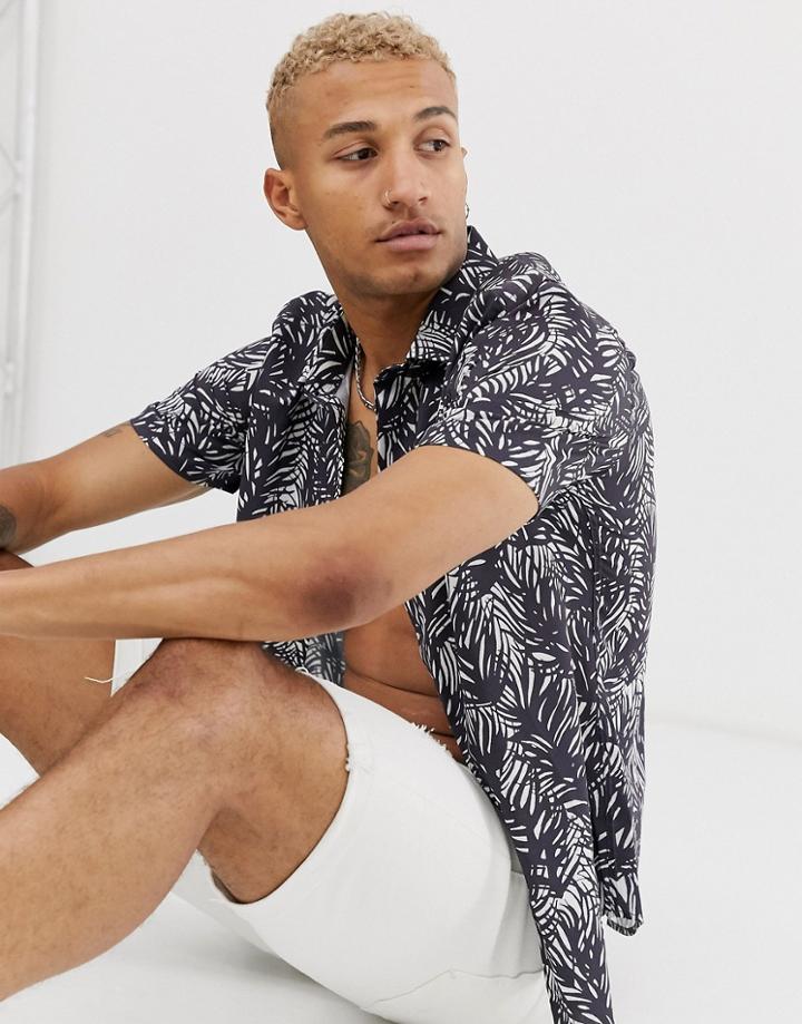 Bolongaro Trevor Palm Short Sleeve Shirt-blue