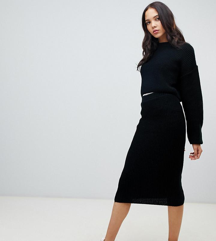 Asos Design Tall Two-piece Skirt In Rib Knit - Black